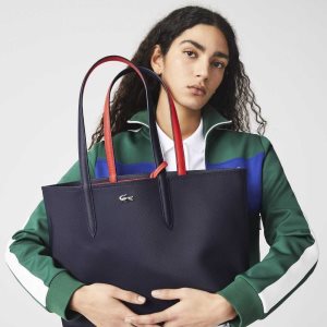 Lacoste Anna Reversible Bicolor Tote Mavi Koyu Kırmızı | WM8427610