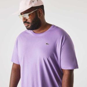 Lacoste Big Fit Crew Neck Pamuklu Jersey Mor | FJ7162309