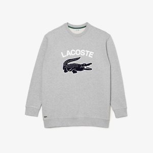 Lacoste Big Fit Crocodile Print Crew Neck Gri | UM5860721