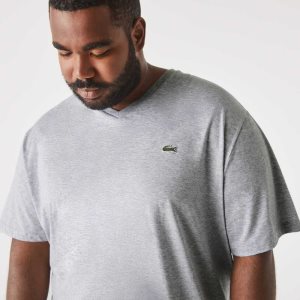 Lacoste Big Fit V-Neck Jersey Gri | IY6192357