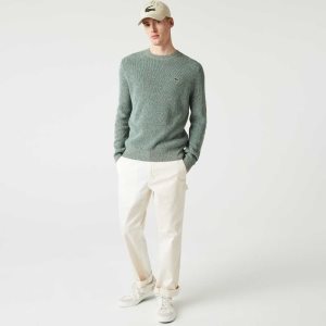 Lacoste Crew Neck Heathered Knit Beyaz Yeşil Bej Rengi | OI7394851