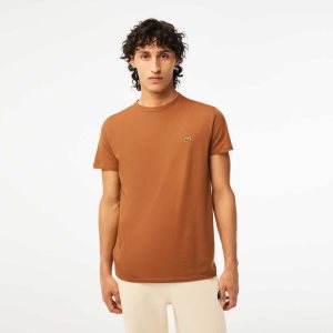 Lacoste Crew Neck Pima Pamuklu Jersey Açık Kahverengi | ZG0421835