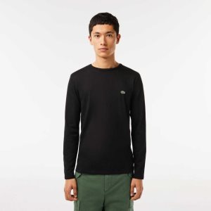 Lacoste Crew Neck Pima Pamuklu Jersey Siyah | CS6508297