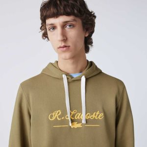 Lacoste Embroidered Lettering Kukuletalı Pamuklu Fleece Haki Yeşil | HI6124758