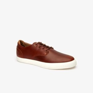 Lacoste Esparre Club Deri Trainers Kahverengi Beyaz | AK9327410