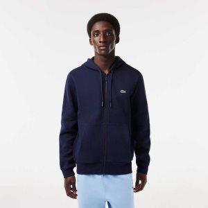 Lacoste Kangaroo Pocket Fleece Zipped Lacivert Mavi | LI8257641