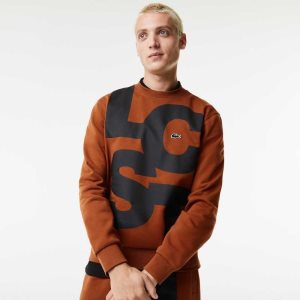 Lacoste Klasik Fit Contrast Lettering Pamuklu Kahverengi | LY4950236