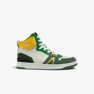 Lacoste L001 Mid Cut Deri Colorblock Beyaz Yeşil | KG0682539