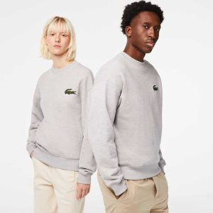 Lacoste Loose Fit Crocodile Badge Gri | UG1983207