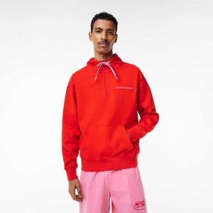 Lacoste Loose Fit Hoodie Kırmızı | FE4708925