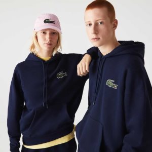 Lacoste Loose Fit Kukuletalı Organic Pamuklu Sweatshirt Lacivert Mavi | VX2718365