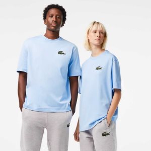 Lacoste Loose Fit Large Crocodile Organic Pamuklu Mavi | NQ7901854