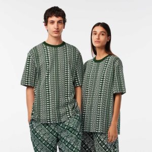 Lacoste Netflix Loose Fit Printed Yeşil Beyaz | BV9470538