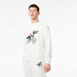 Lacoste Netflix Organic Pamuklu Fleece Print Beyaz | FG7498261