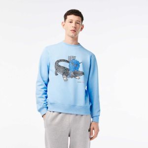 Lacoste Netflix Organic Pamuklu Fleece Print Mavi | MK0218567