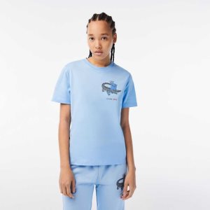 Lacoste Netflix Organic Pamuklu Jersey T-Shirt Mavi | XS4137685