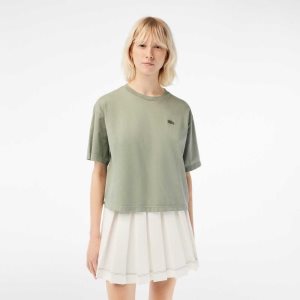 Lacoste Oversized Organic Pamuklu T-Shirt Açık Yeşil | AL5342870