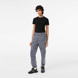 Lacoste Parça Pants with Logo Print Siyah Mavi Beyaz | PB2981037