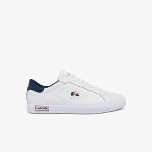 Lacoste Powercourt Deri Tricolor Beyaz Mavi Kırmızı | HS5048931