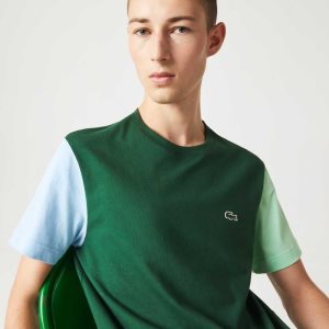 Lacoste Regular Fit Colorblock Pamuklu Jersey Yeşil Mavi Açık Yeşil | UY0342876