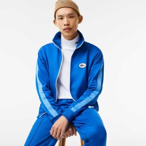 Lacoste Regular Fit High-Neck Pique Zip Mavi | MY5093476