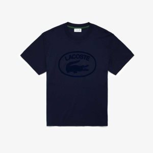 Lacoste Relaxed Fit Branded Pamuklu Lacivert Mavi | DX9470816