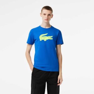 Lacoste SPORT 3D Print Crocodile Nefes Alabilir Jersey Mavi Sarı | WJ9803762