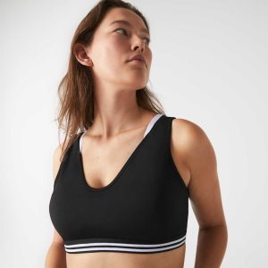 Lacoste SPORT Contrast Accents Sports Bra Siyah Beyaz Siyah | VX7058369