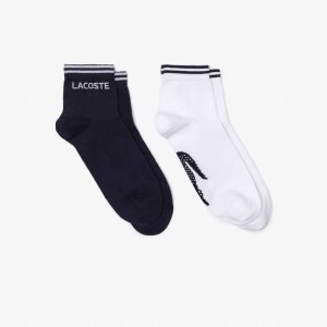 Lacoste SPORT Low-Cut Pamuklu Sock Two-Pack Lacivert Mavi Beyaz | FI7162948