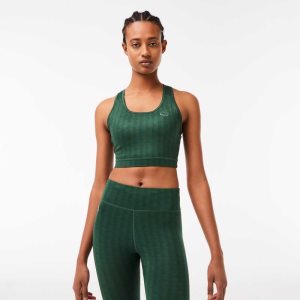 Lacoste SPORT Printed Sports Bra Yeşil | QS6910254