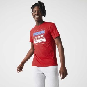 Lacoste SPORT Stylized Logo Print Organic Pamuklu Kırmızı | TO6097124