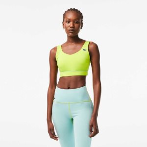 Lacoste SPORT Ultra-Dry Recycled Polyester Sports Bra Sarı Yeşil | YV8157946