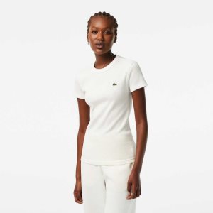 Lacoste Slim Fit Organic Pamuklu T-Shirt Beyaz | GE0915637