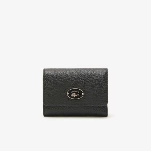 Lacoste Top Grain Deri Flap Close Wallet Siyah | JA0628391