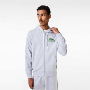 Lacoste Unbrushed Fleece Zipped Hoodie Gri | DN5291870