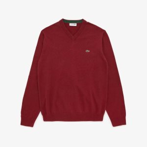 Lacoste V-neck Pamuklu Bordo | UM5261387