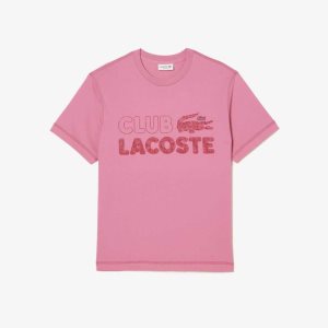 Lacoste Vintage Print Organic Pamuklu Pembe | PJ0529481