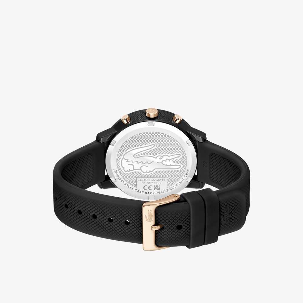 Lacoste 12.12 Chrono Black and Carnation Gold Silikon Siyah | JK2970836