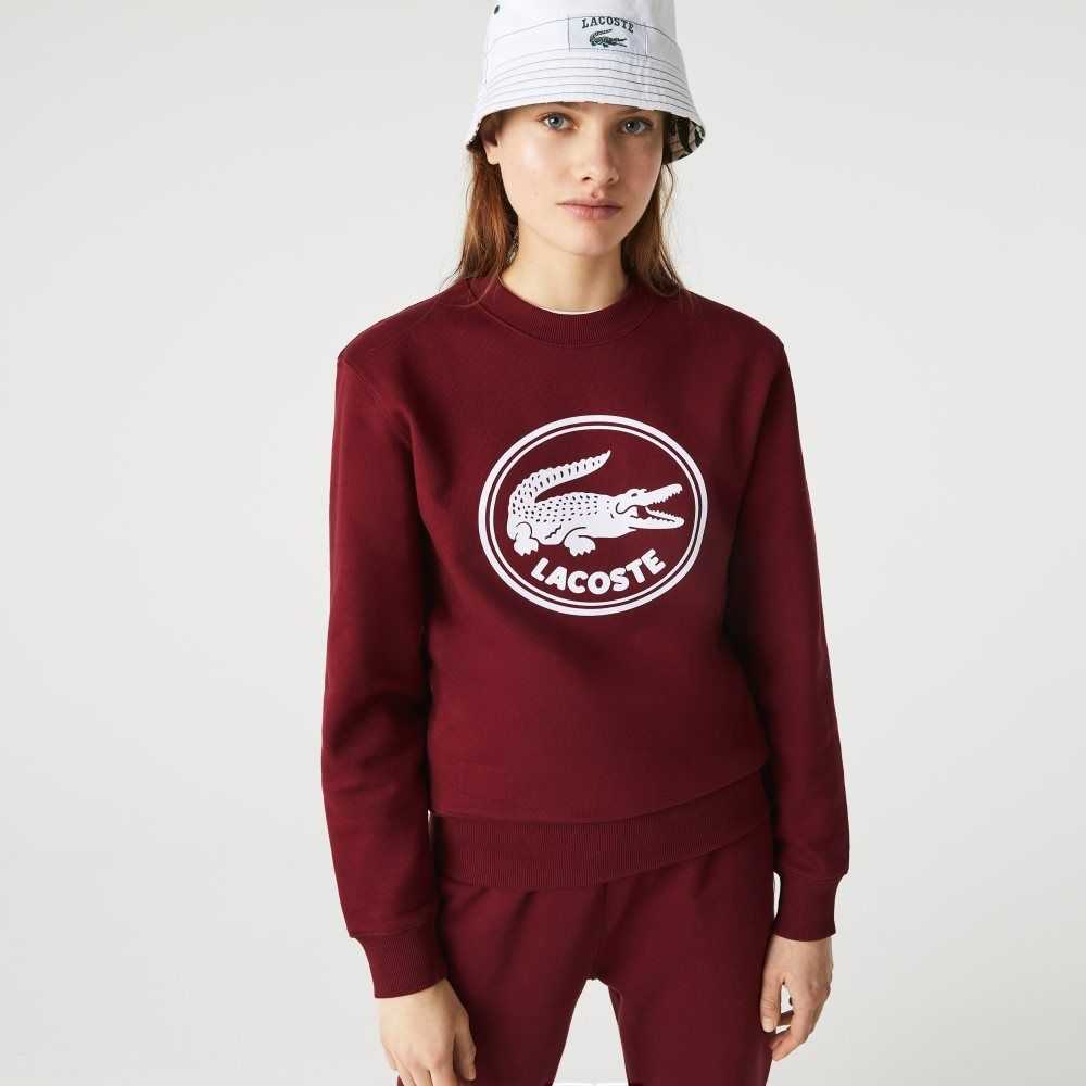 Lacoste 3D Logo Organic Pamuklu Fleece Bordo | WN6481235