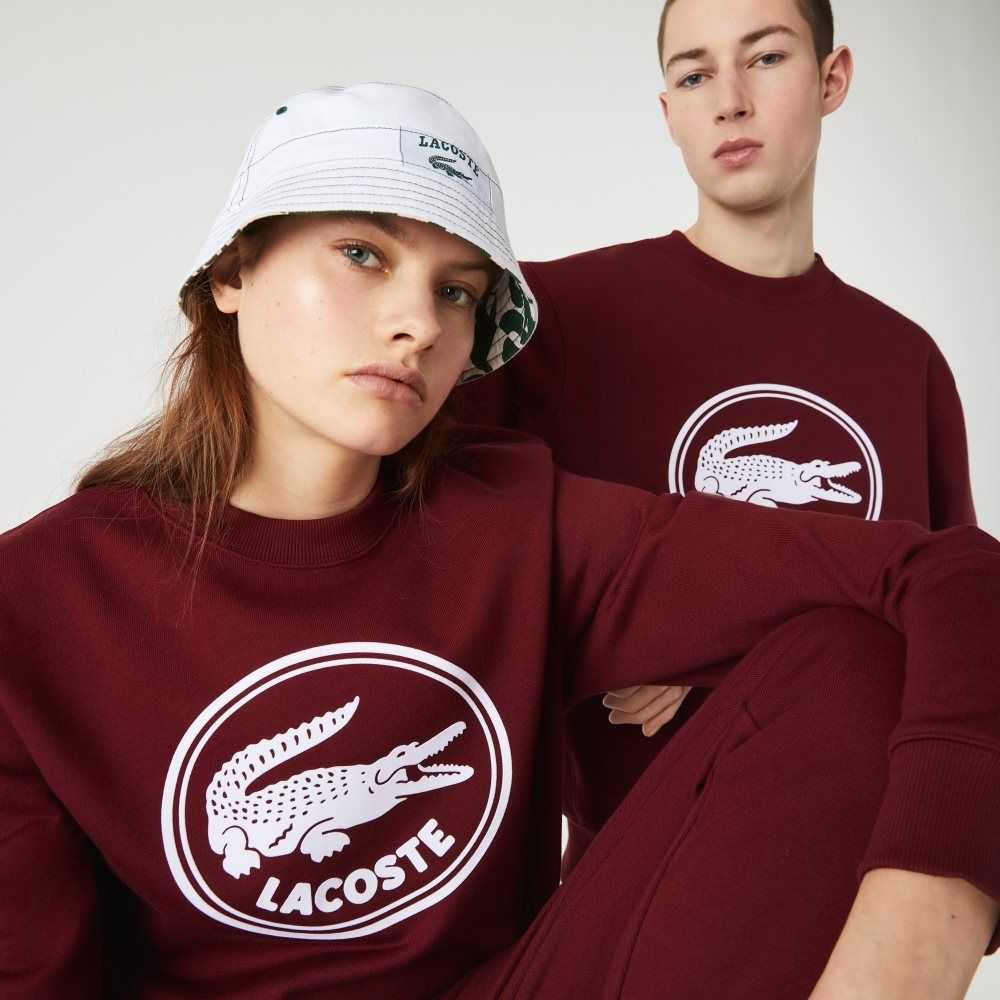 Lacoste 3D Logo Organic Pamuklu Fleece Bordo | WN6481235