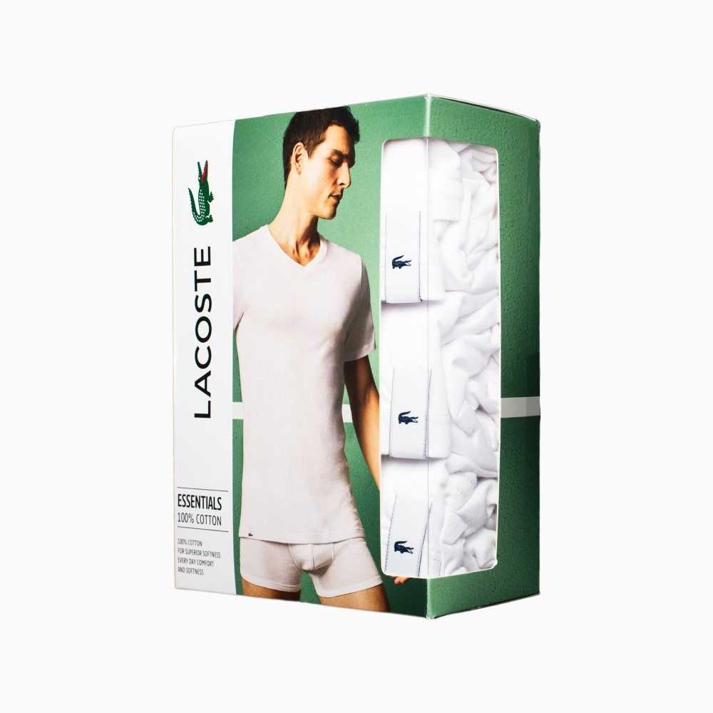 Lacoste 3-Pack Slim Fit V Neck Beyaz | GK9143607