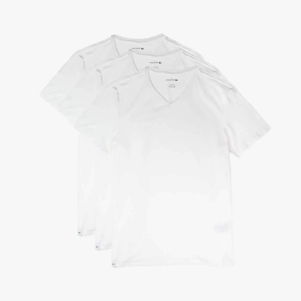 Lacoste 3-Pack Slim Fit V Neck Beyaz | GK9143607