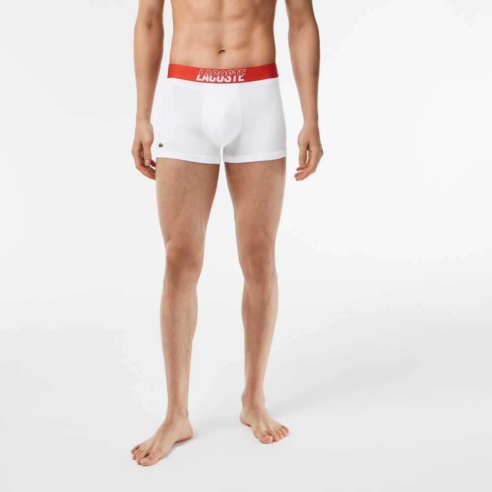 Lacoste 3-Pack Stretch Pamuklu Printed Trunks Turuncu Gri Beyaz | KP3240516