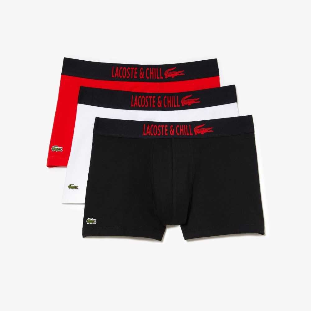 Lacoste 3-Pack x Netflix Jersey Boxers Siyah Kırmızı Beyaz | ON7329158