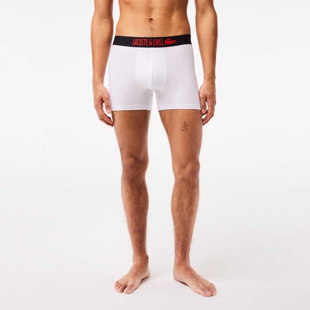 Lacoste 3-Pack x Netflix Jersey Boxers Siyah Kırmızı Beyaz | PG2049731