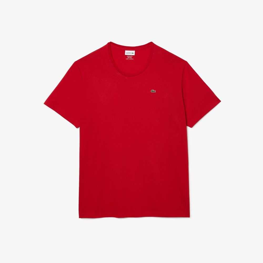 Lacoste Big Fit Crew Neck Pamuklu Jersey Kırmızı | SM5729061