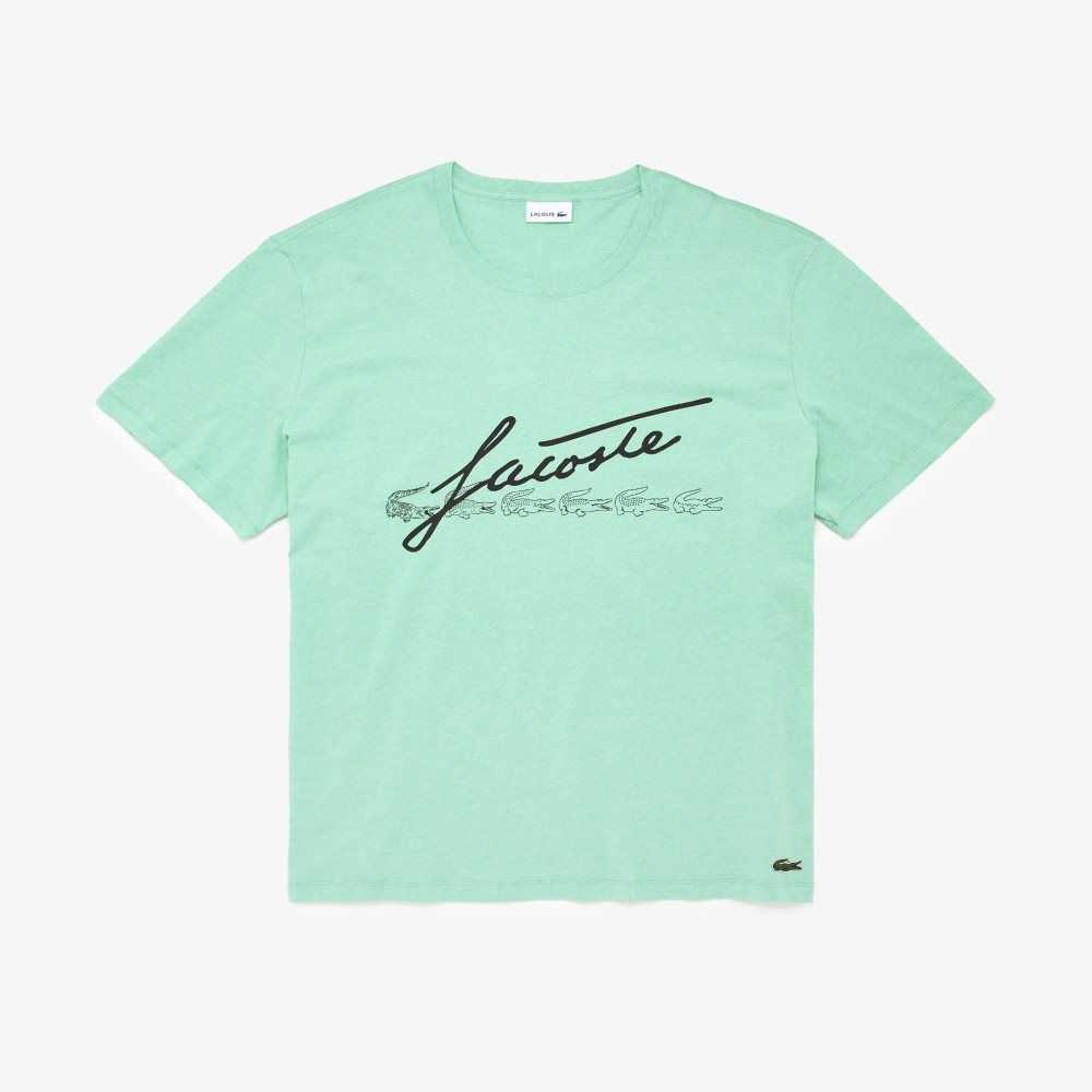 Lacoste Big Fit Signature Print Yeşil | XQ1089472