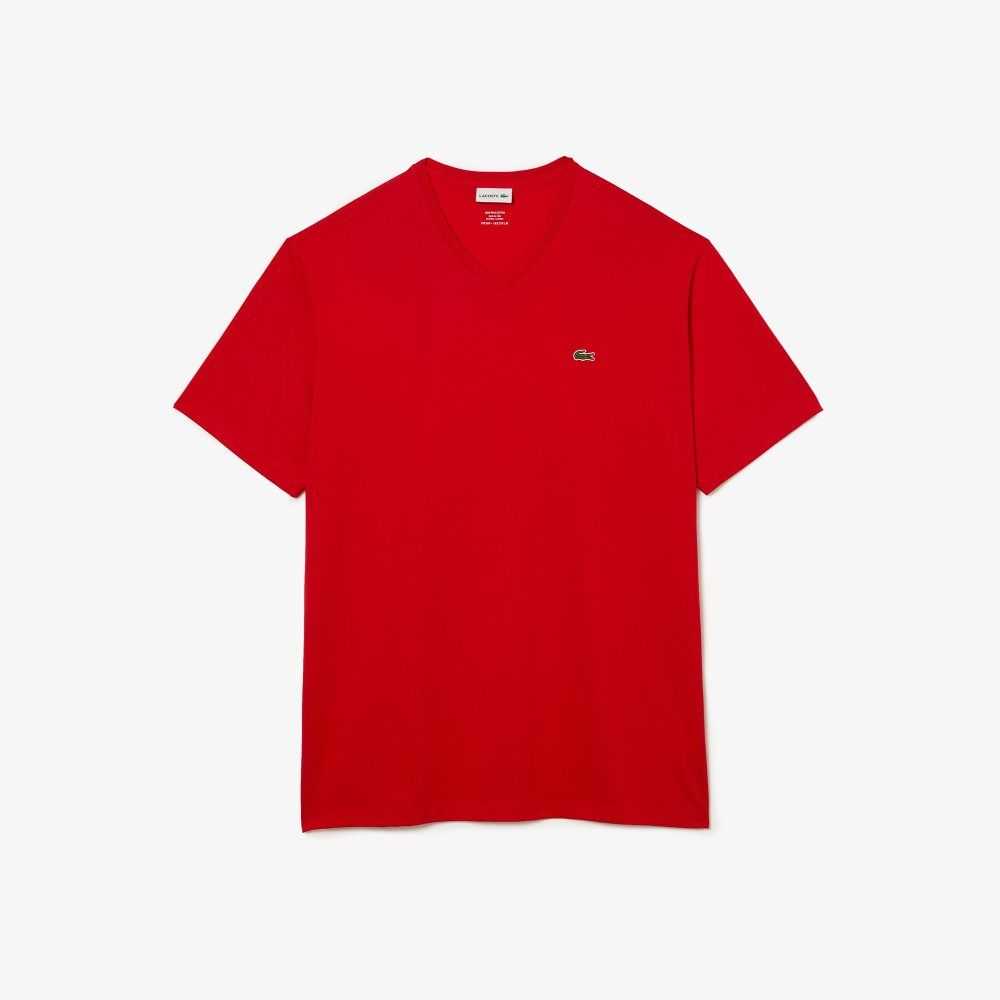 Lacoste Big Fit V-Neck Jersey Kırmızı | VO4716052