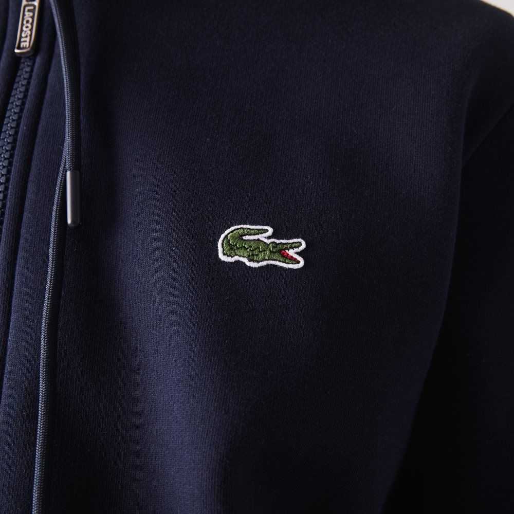 Lacoste Branded Bands Zippered Fleece Hoodie Lacivert Mavi | HU5902836