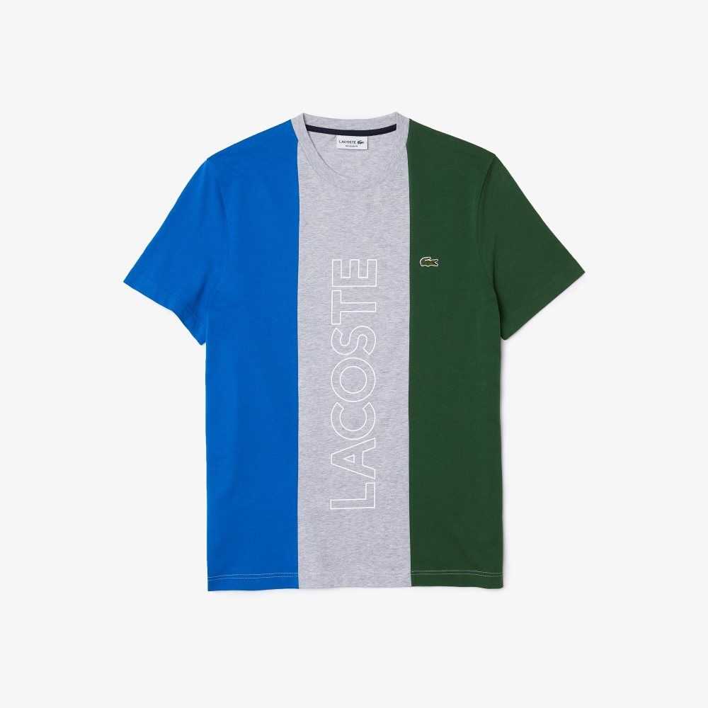 Lacoste Branded Crew Neck Pamuklu Gri Mavi Yeşil | XZ5096471